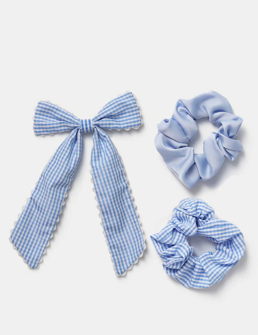 M&S Girls Back To School Scallop Bow & Scrunchie - Blue