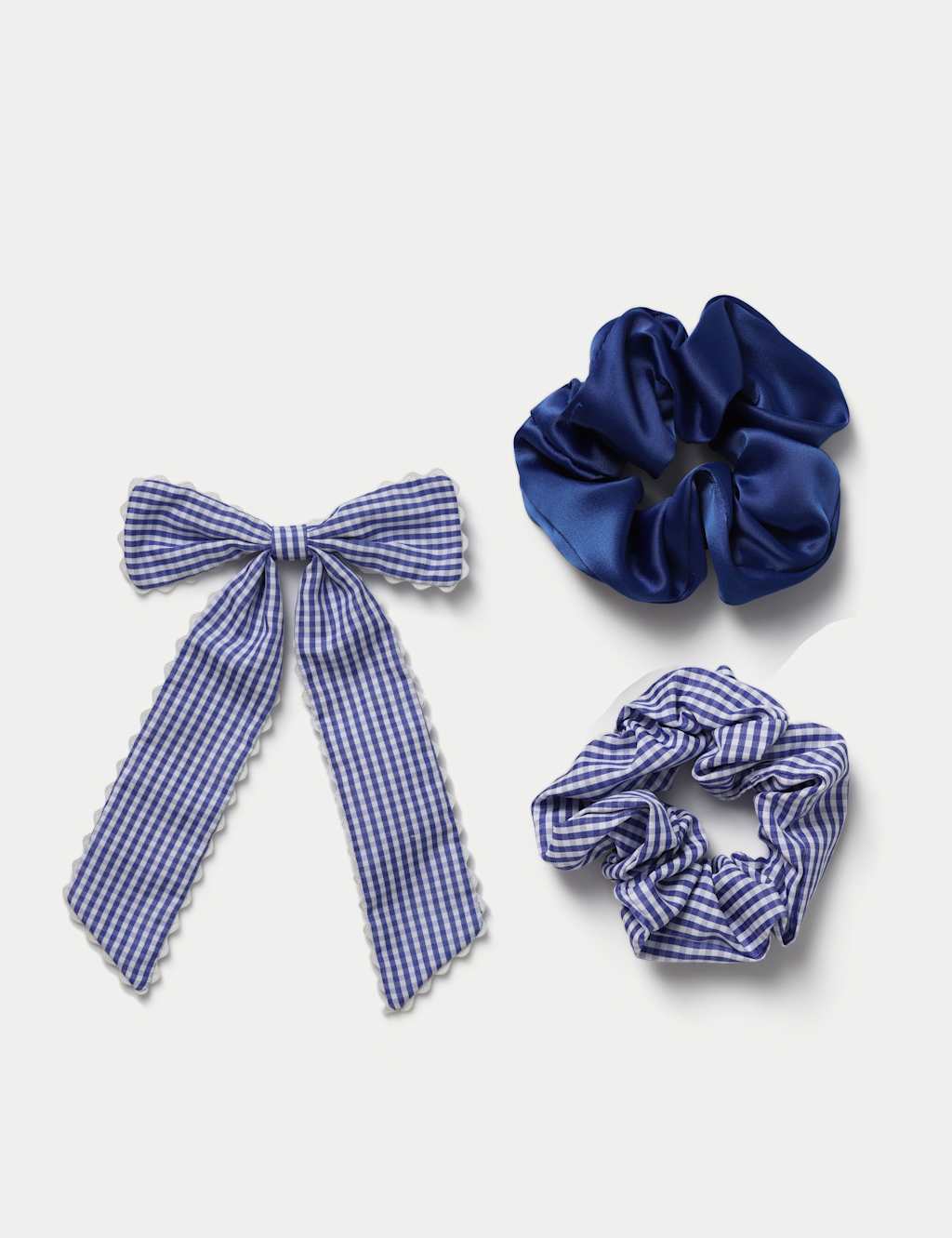 M&S Girls Back To School Scallop Bow & Scrunchie - Navy
