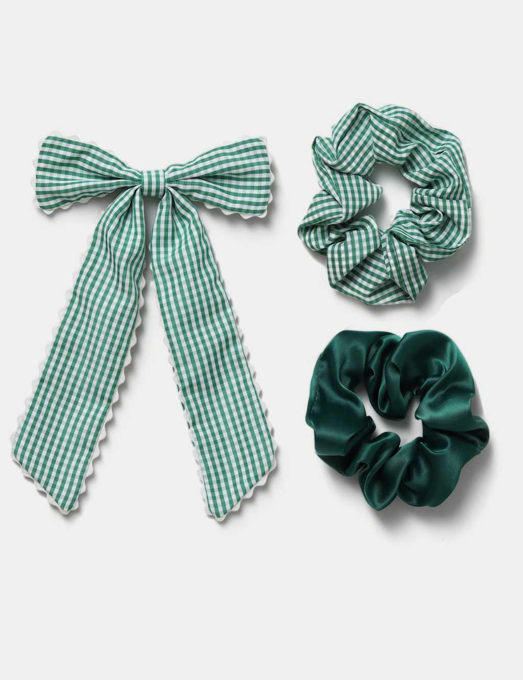 M&S Girls Back To School Scallop Bow & Scrunchie - Green