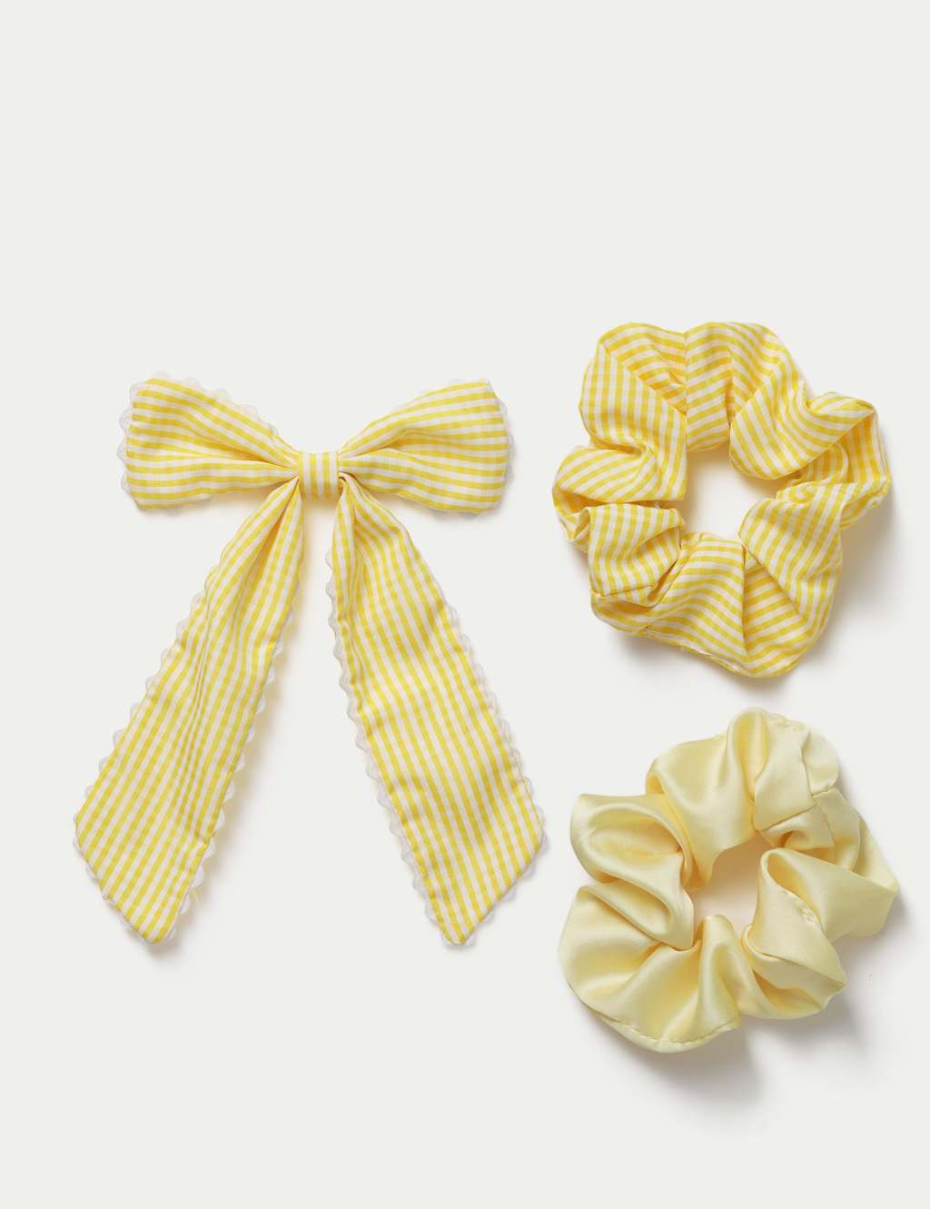 M&S Girls Back To School Scallop Bow & Scrunchie - Yellow