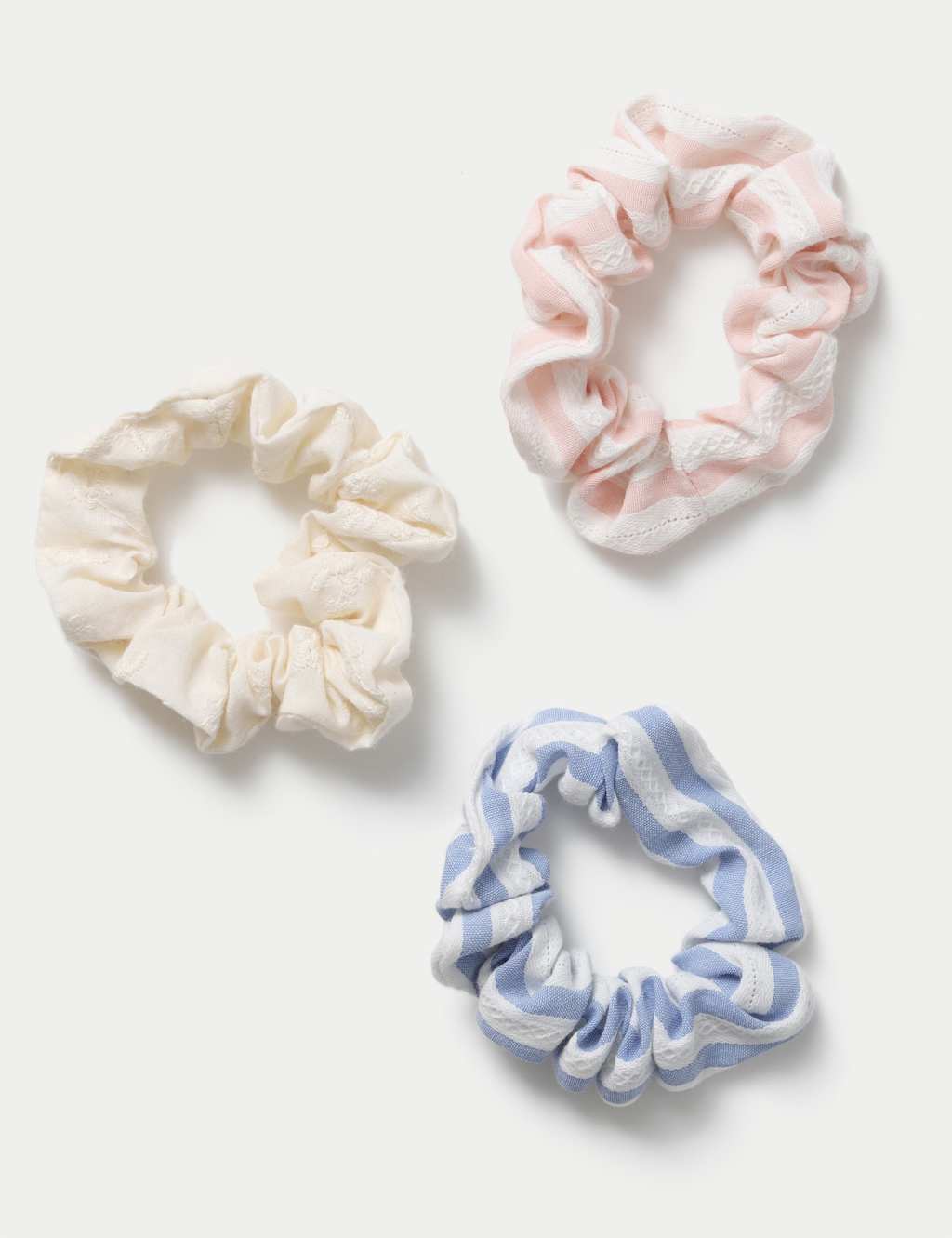 M&S Girls 3 Pack Mini Stripe Scrunchies - Multi