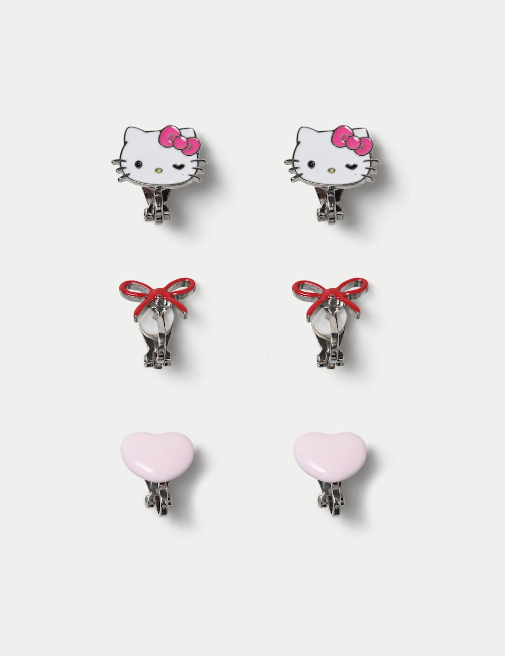 M&S Girls Hello Kitty Clip On Earring Set - Pink Mix