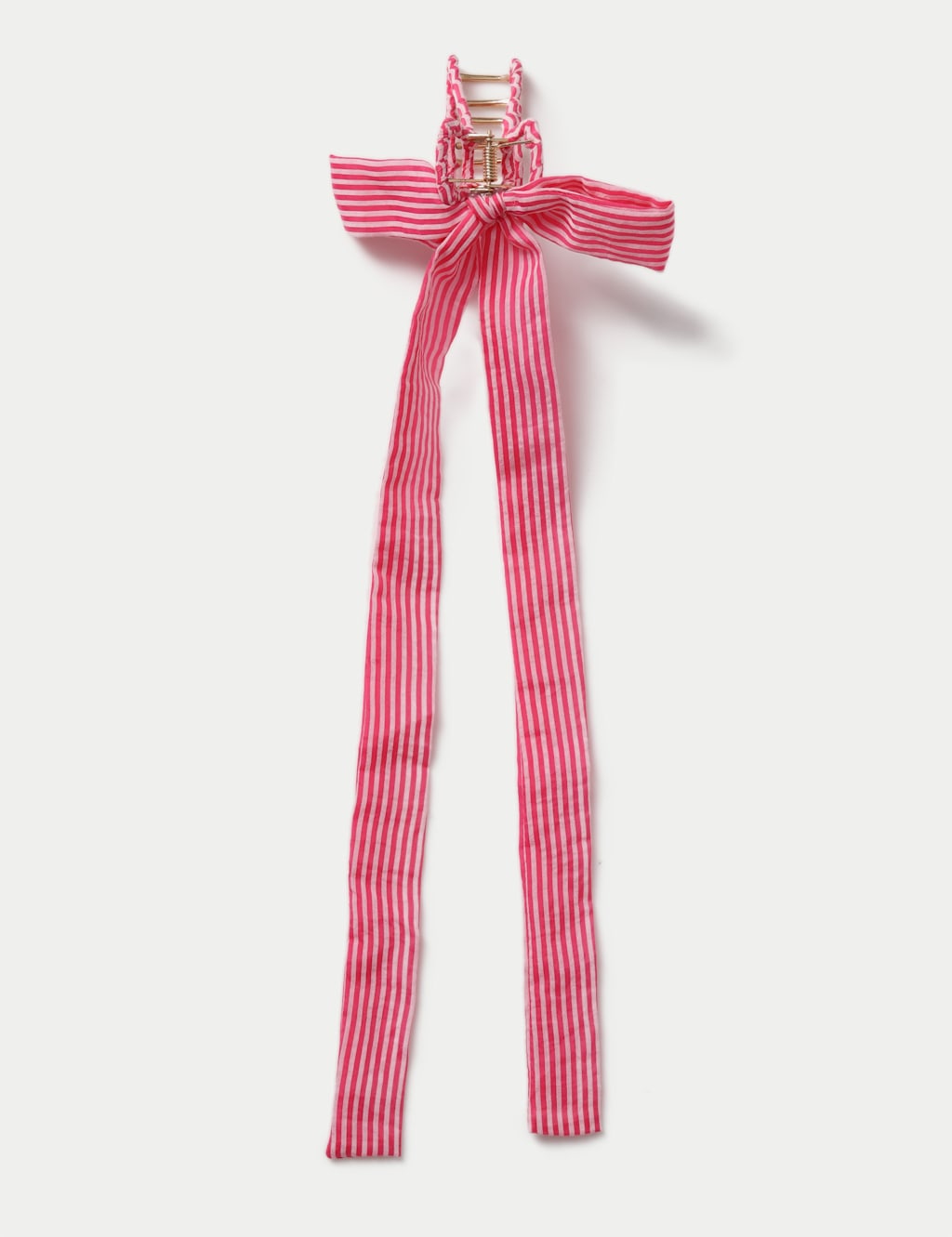 M&S Girls Pink and Red Stripe Wrapped Bow Claw