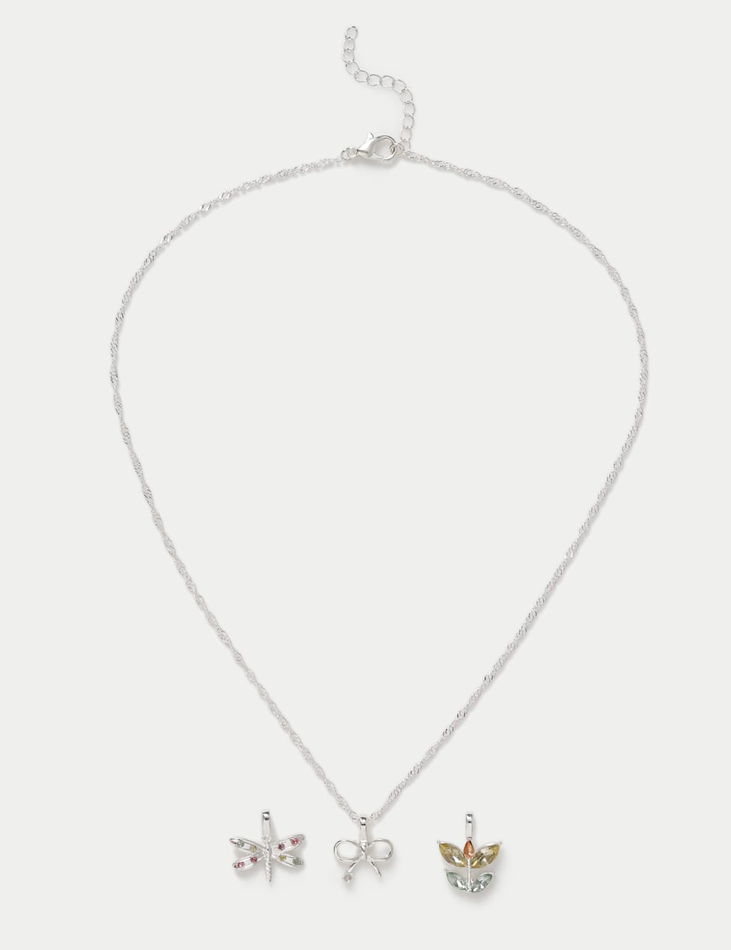 M&S Girls Occasion Charm Neckwear Flowers - Silver