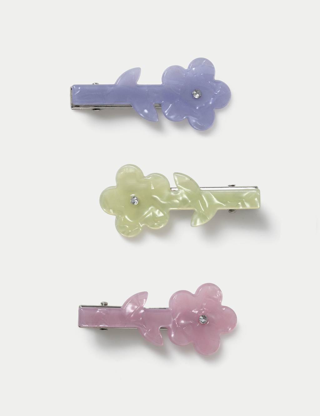 M&S Girls Occasion Acrylic Flower Resin Clips - Multi