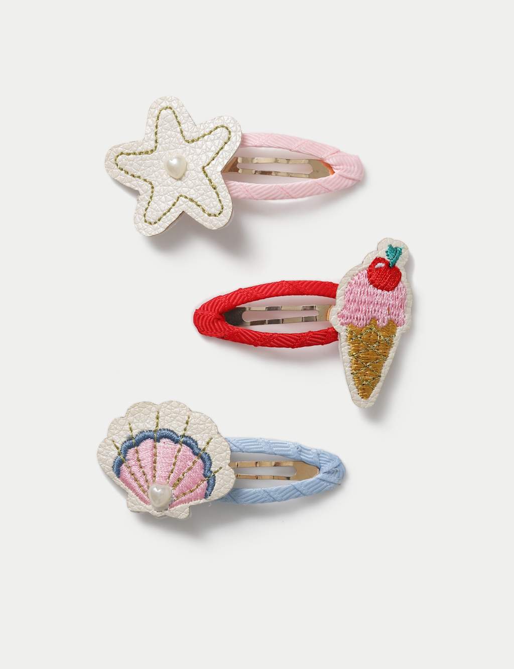 M&S Girls 3 Pack Shell Hair Clips - Multi