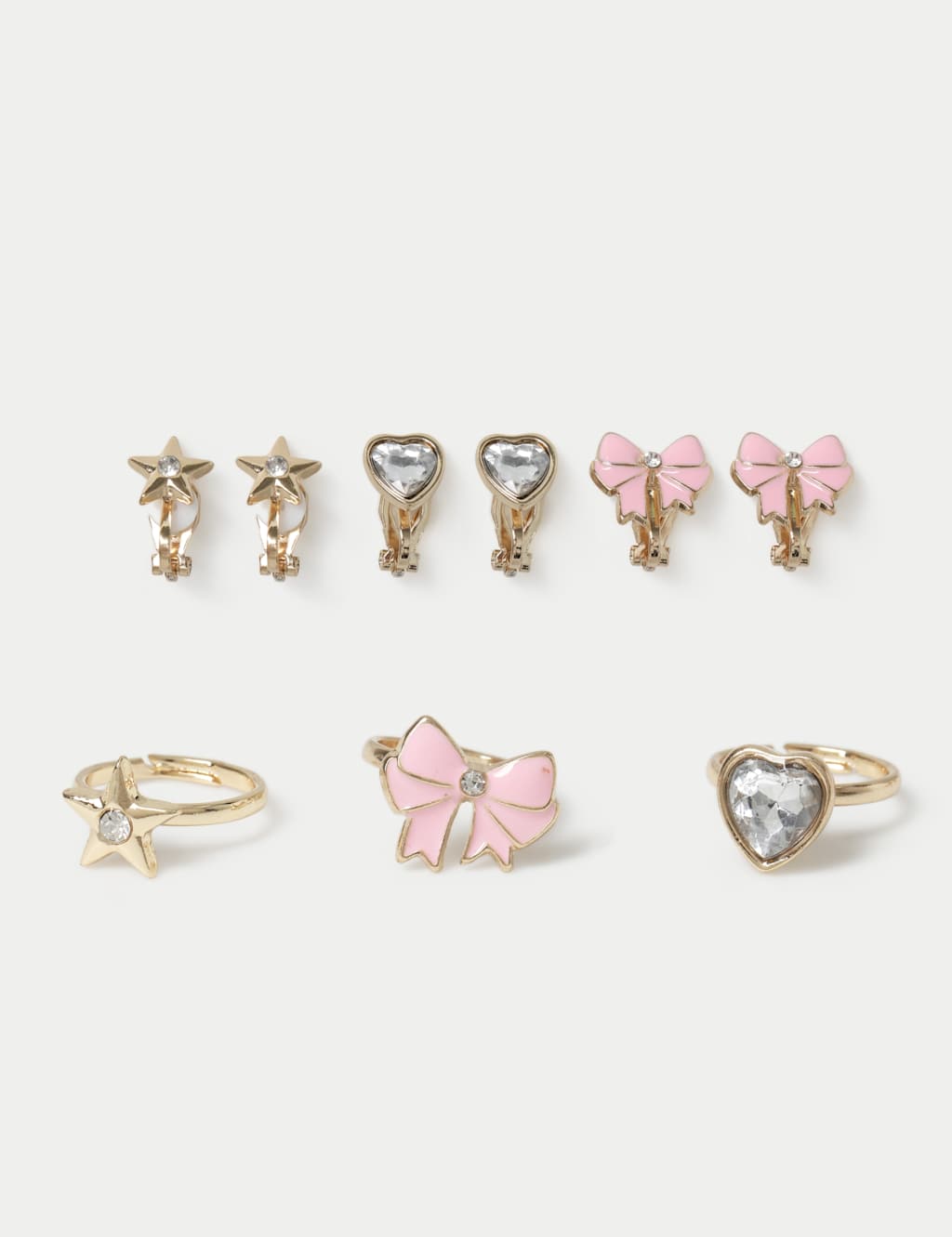 M&S Girls Bow Earring and Ring Set - Gold