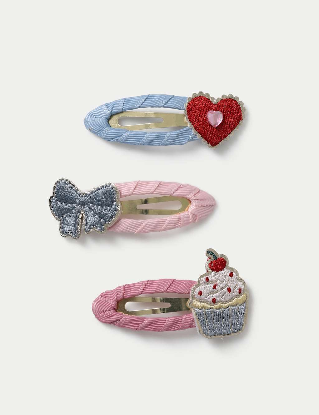 M&S Girls Heart Bow and Cupcake Motif Clips - Multi