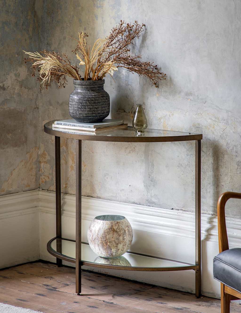 Hudson Metal & Glass Console Table