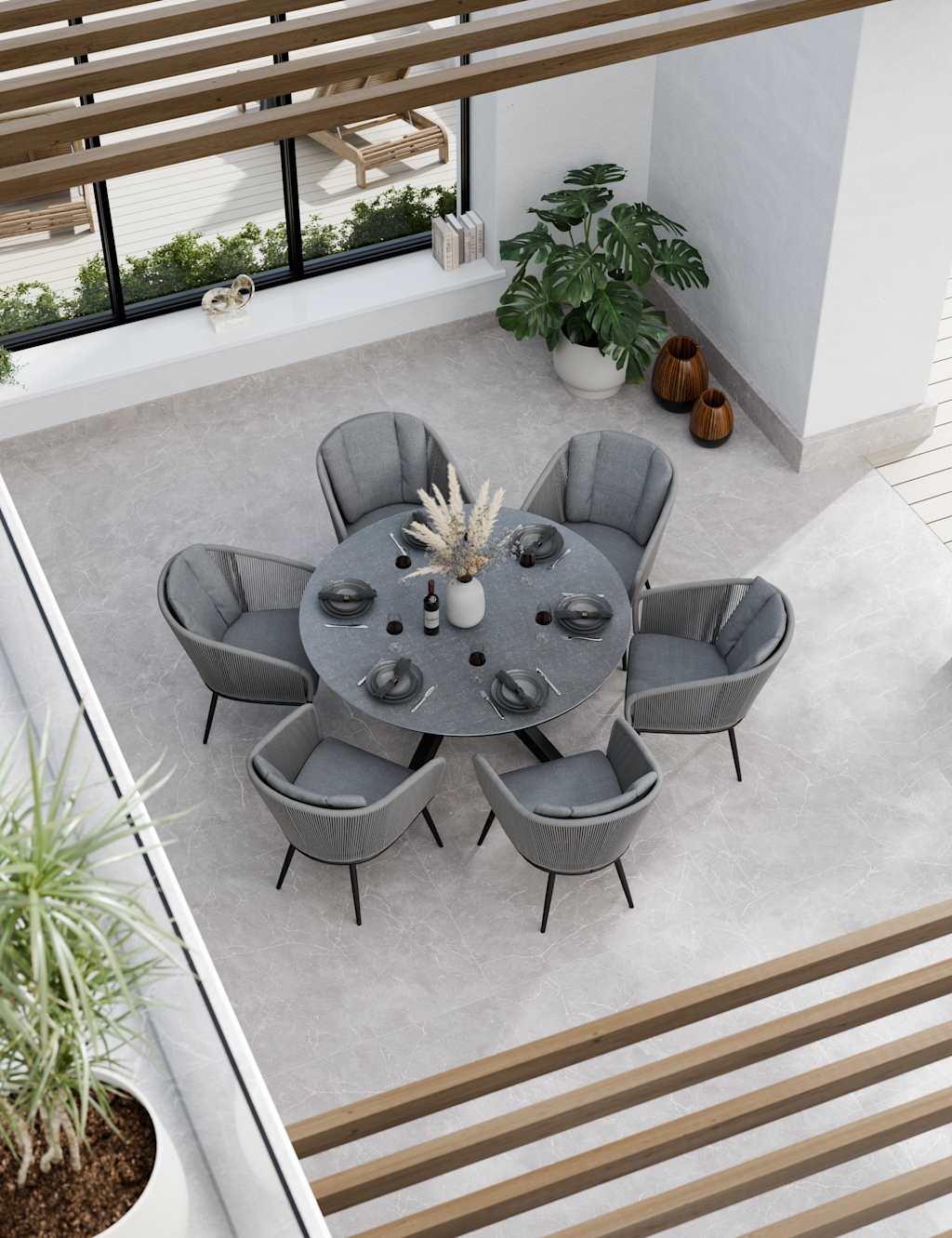 Royalcraft Aspen 6 Seater Garden Table and Chairs Grey Mix