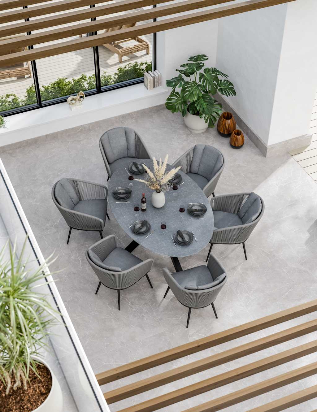 Royalcraft Aspen 6 Seater Garden Table and Chairs Grey Mix