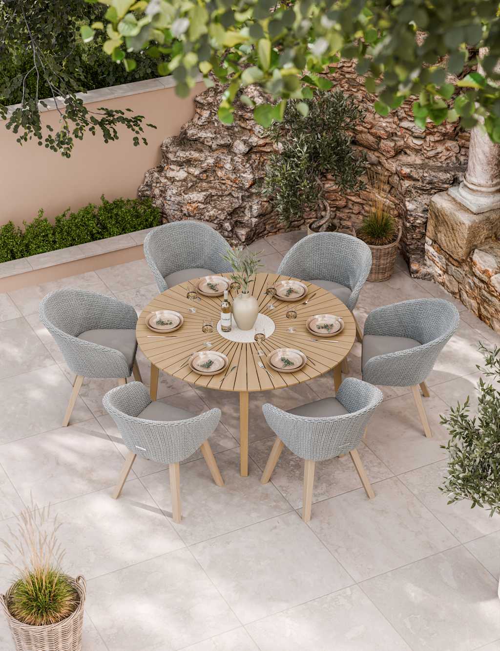 Royalcraft Roma 6 Seater Dining Set Grey Mix