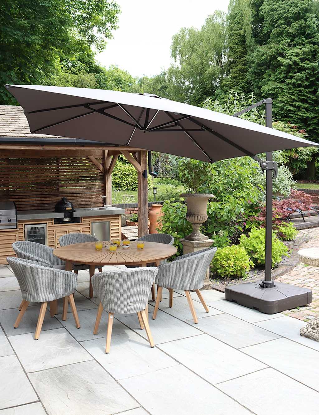 Square LED Parasol with Base