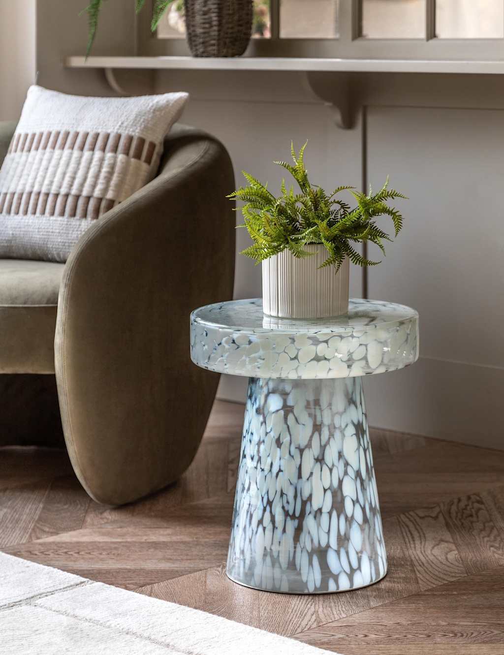 Gallery Direct Murano Glass Round Side Table - White - Available at M&S