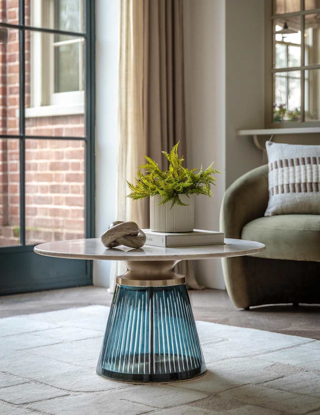 Gallery Direct Seville Marble Top Metal & Glass Coffee Table - Blue Mix - Available at M&S