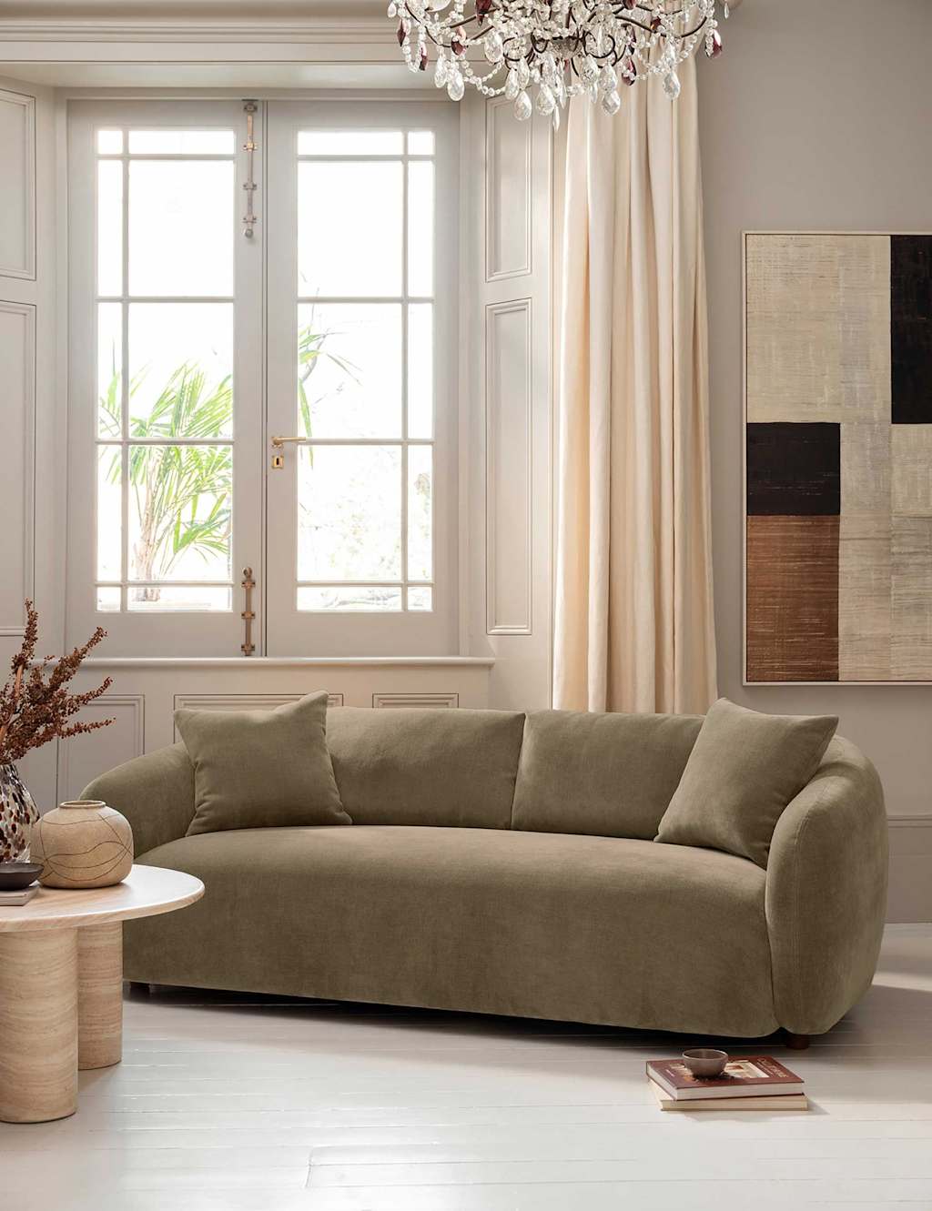 Barker And Stonehouse Cocoon Chenille 2 Seater Curved Sofa - Light Grey - Available at M&S