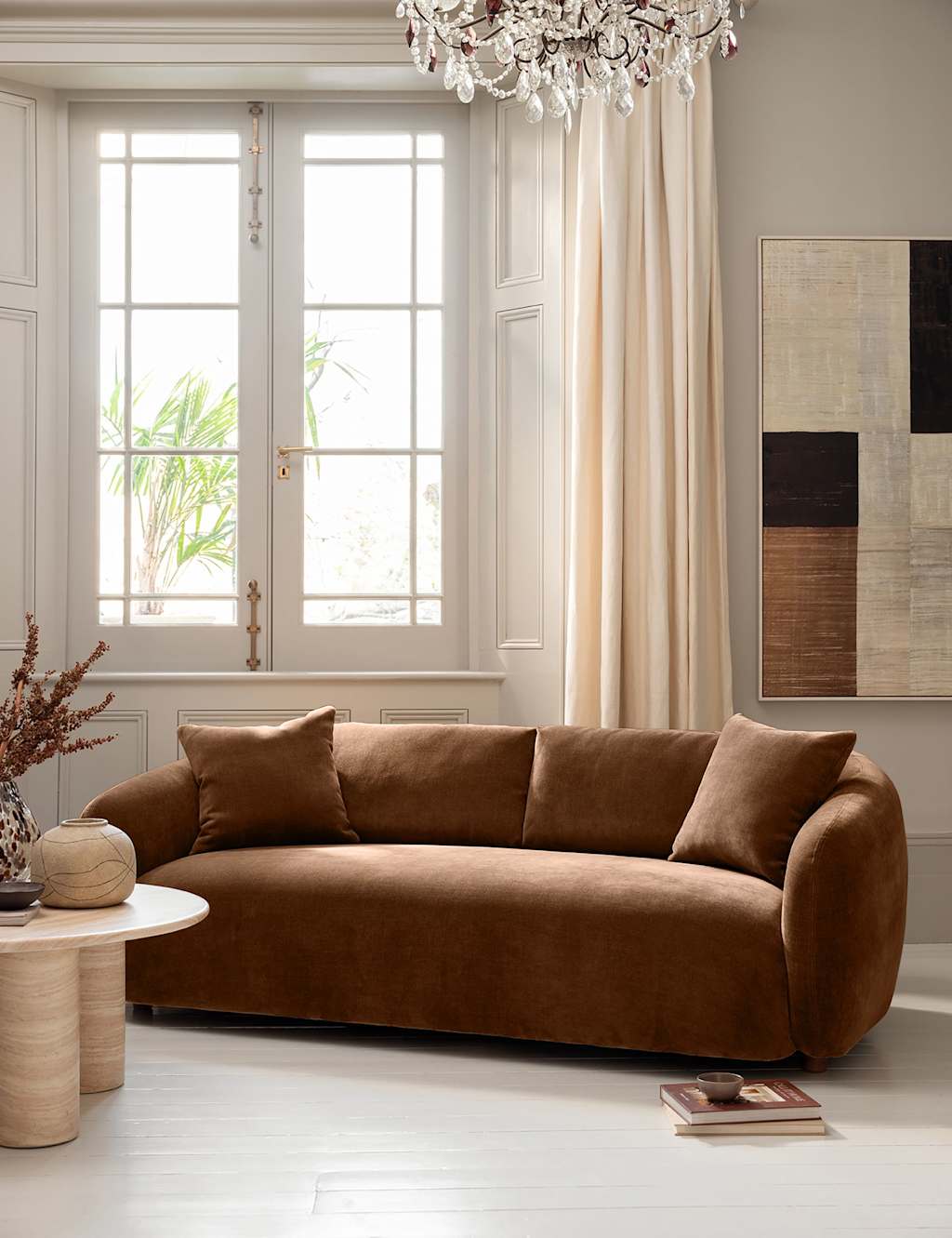 Barker And Stonehouse Cocoon Chenille 3 Seater Curved Sofa - Brown - Available at M&S