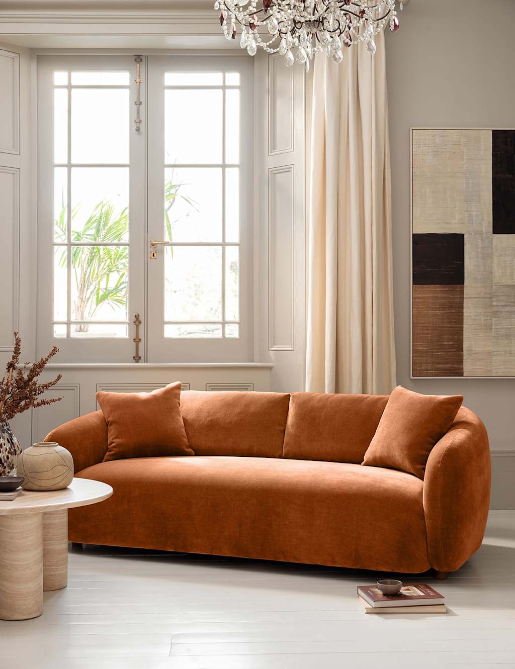Barker And Stonehouse Cocoon Chenille 3 Seater Curved Sofa - Orange - Available at M&S