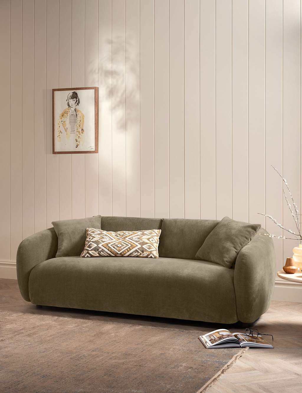 Barker And Stonehouse Cocoon Chenille 3 Seater Curved Sofa - Light Grey - Available at M&S