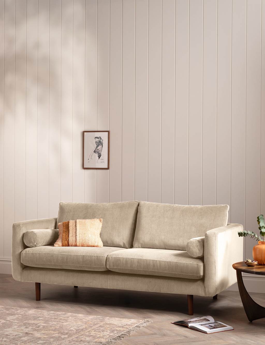 Barker And Stonehouse Moore Chenille Large 3 Seater Sofa - Neutral - Available at M&S
