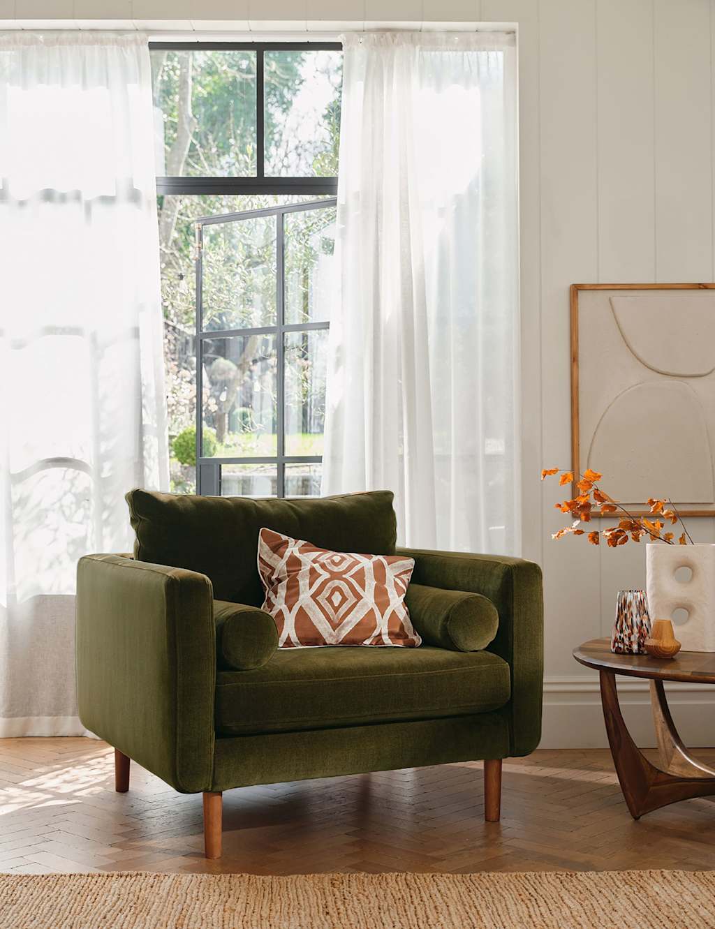 Barker And Stonehouse Moore Chenille Snuggle Chair - Dark Green - Available at M&S