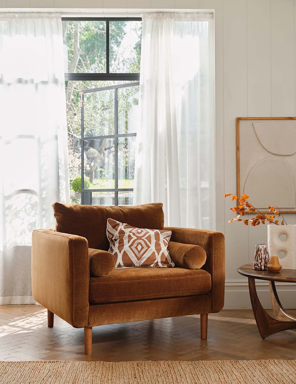 Barker And Stonehouse Moore Chenille Snuggle Chair - Brown - Available at M&S