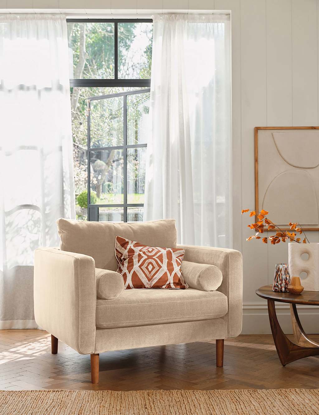 Barker And Stonehouse Moore Chenille Snuggle Chair - Neutral - Available at M&S