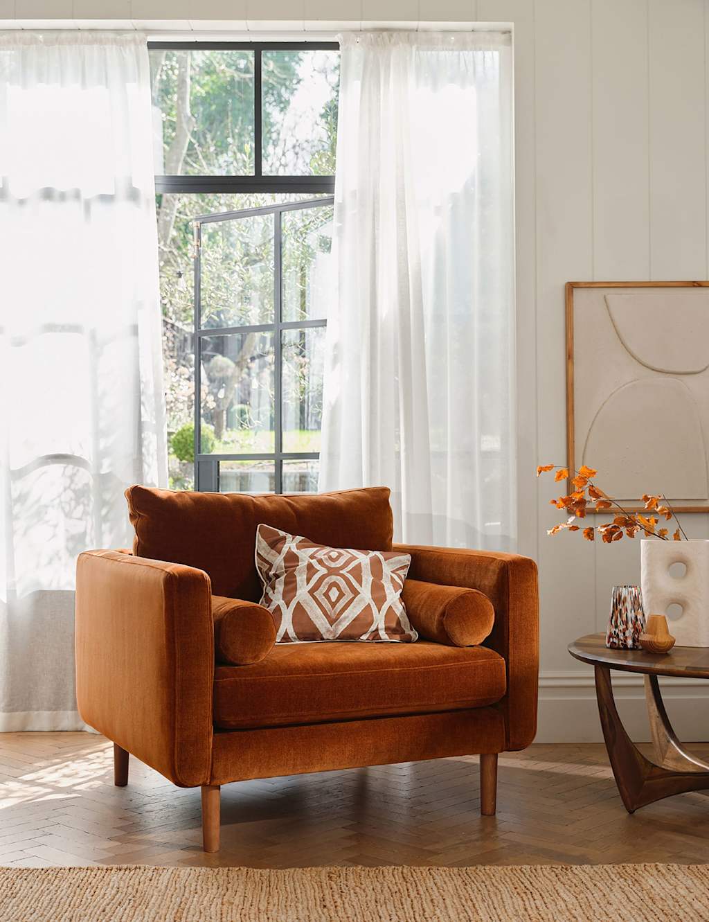 Barker And Stonehouse Moore Chenille Snuggle Chair - Orange - Available at M&S