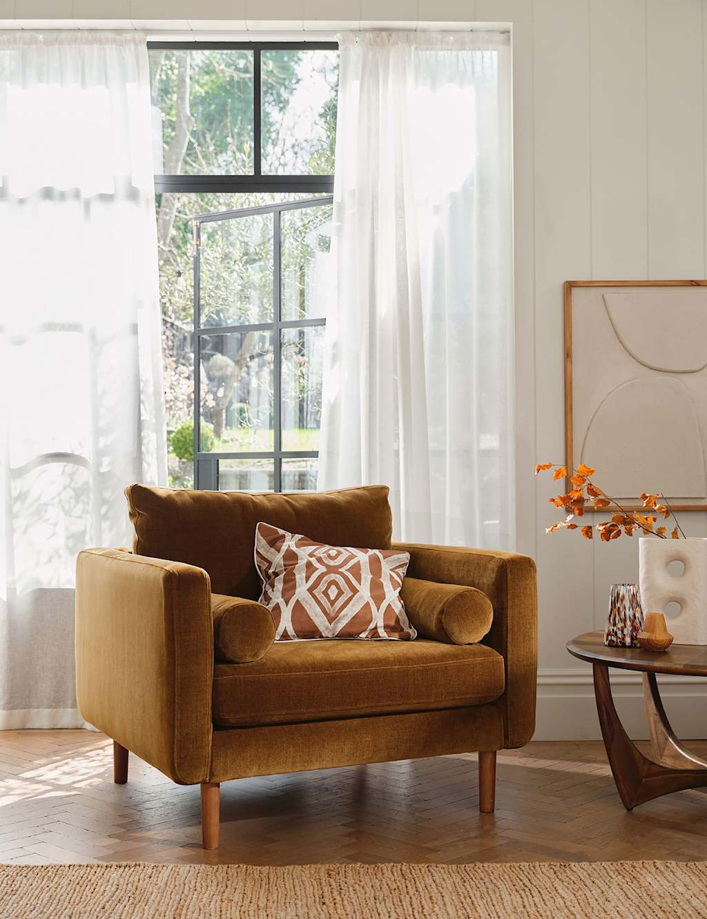 Barker And Stonehouse Moore Chenille Snuggle Chair - Yellow - Available at M&S