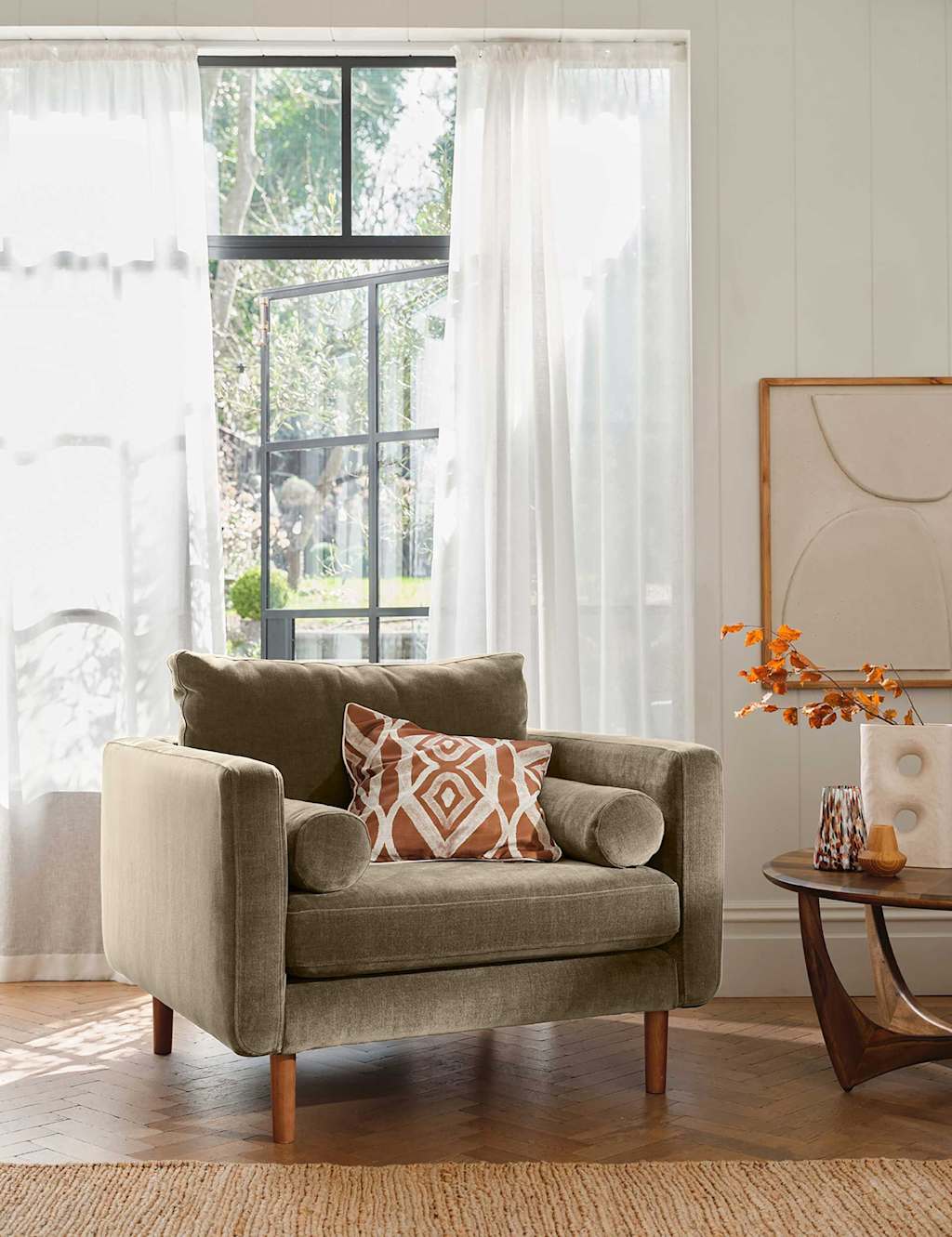 Barker And Stonehouse Moore Chenille Snuggle Chair - Light Grey - Available at M&S