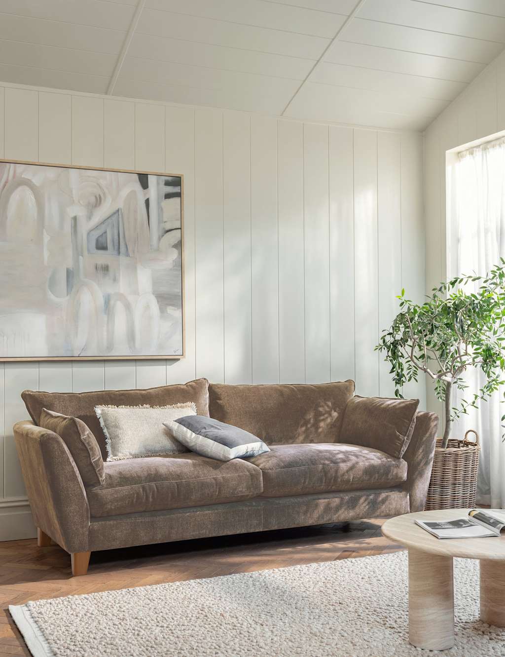 Barker And Stonehouse Irving Chenille Extra Large 3 Seater Sofa - Brown - Available at M&S