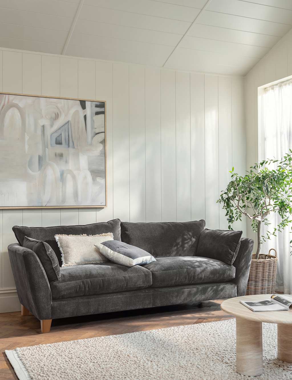 Barker And Stonehouse Irving Chenille Extra Large 3 Seater Sofa - Grey - Available at M&S