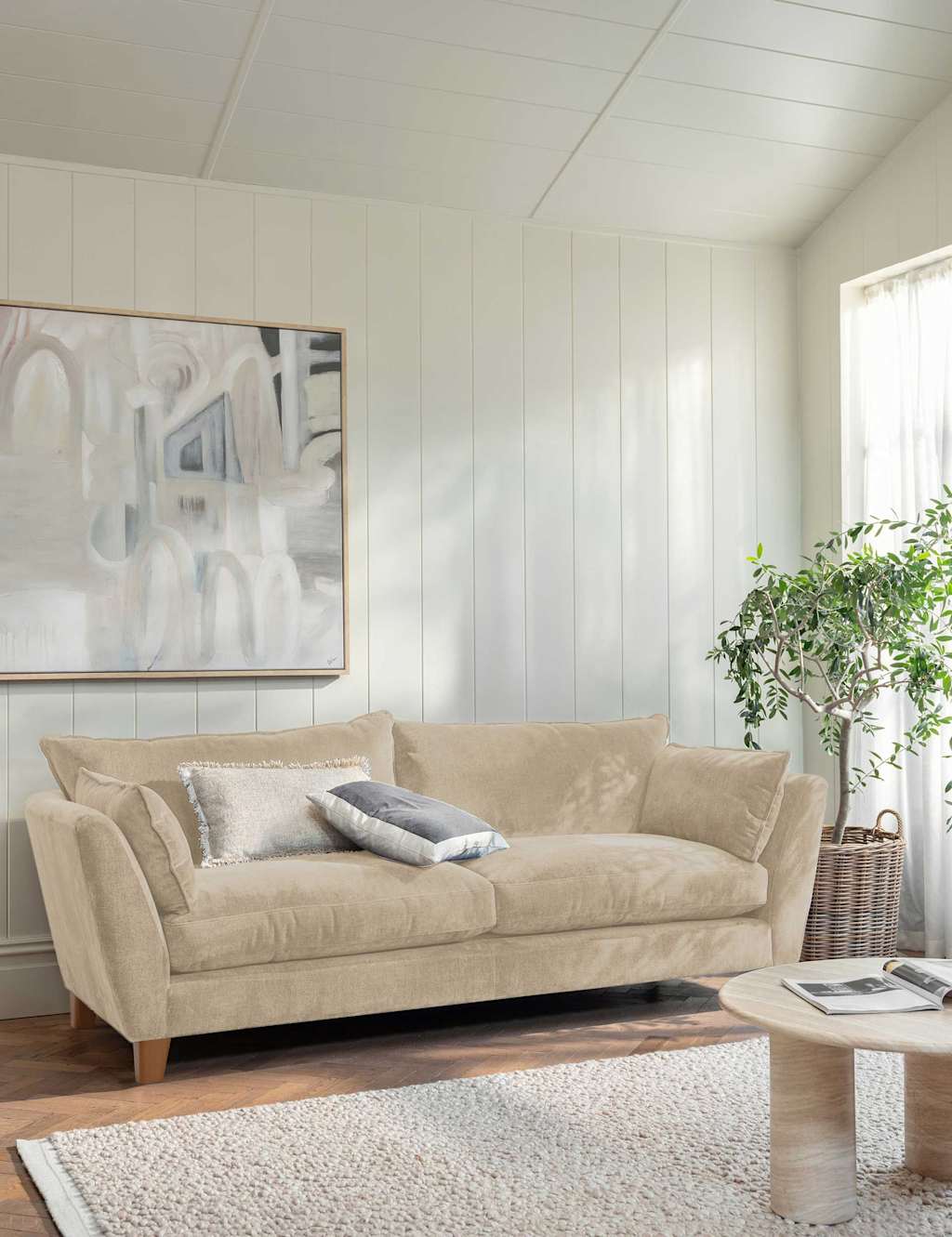 Barker And Stonehouse Irving Chenille Grand 4 Seater Sofa - Neutral - Available at M&S