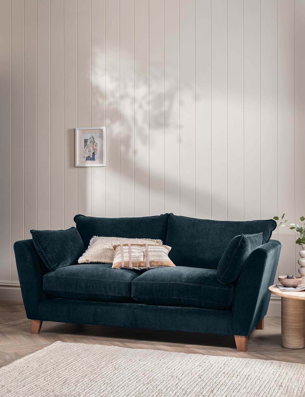 Barker And Stonehouse Irving Chenille Large 3 Seater Sofa - Blue - Available at M&S