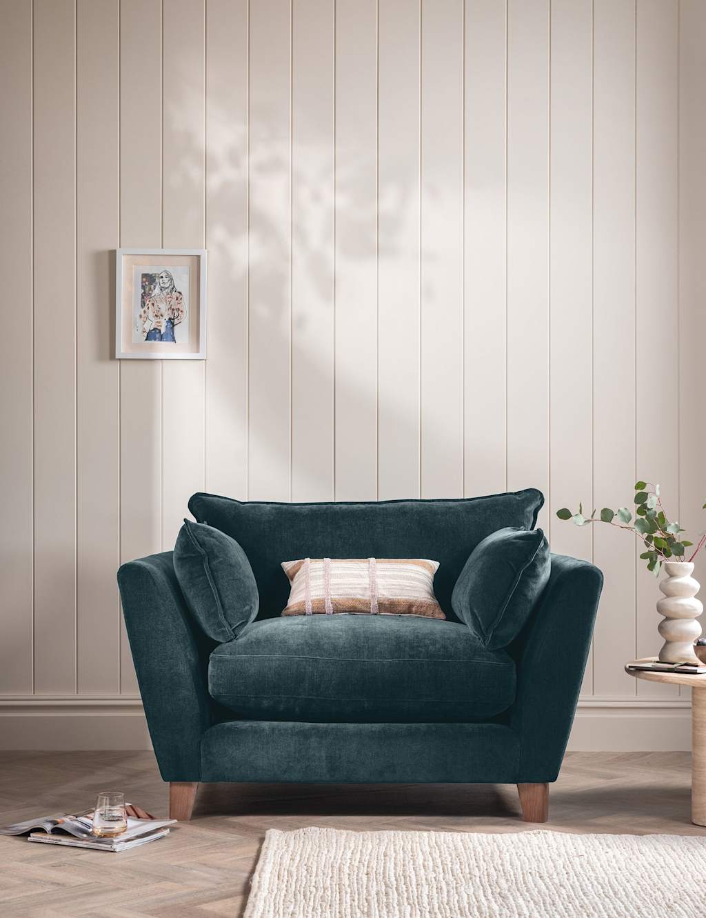 Barker And Stonehouse Irving Chenille Snuggle Chair - Blue - Available at M&S