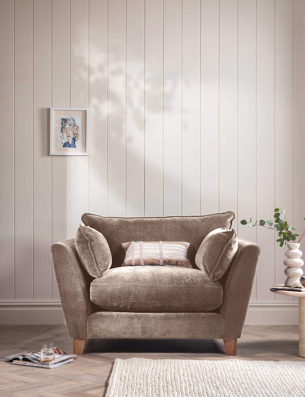 Barker And Stonehouse Irving Chenille Snuggle Chair - Brown - Available at M&S
