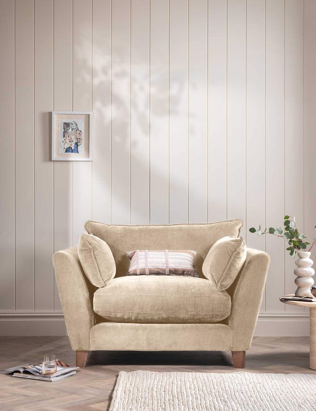Barker And Stonehouse Irving Chenille Snuggle Chair - Neutral - Available at M&S