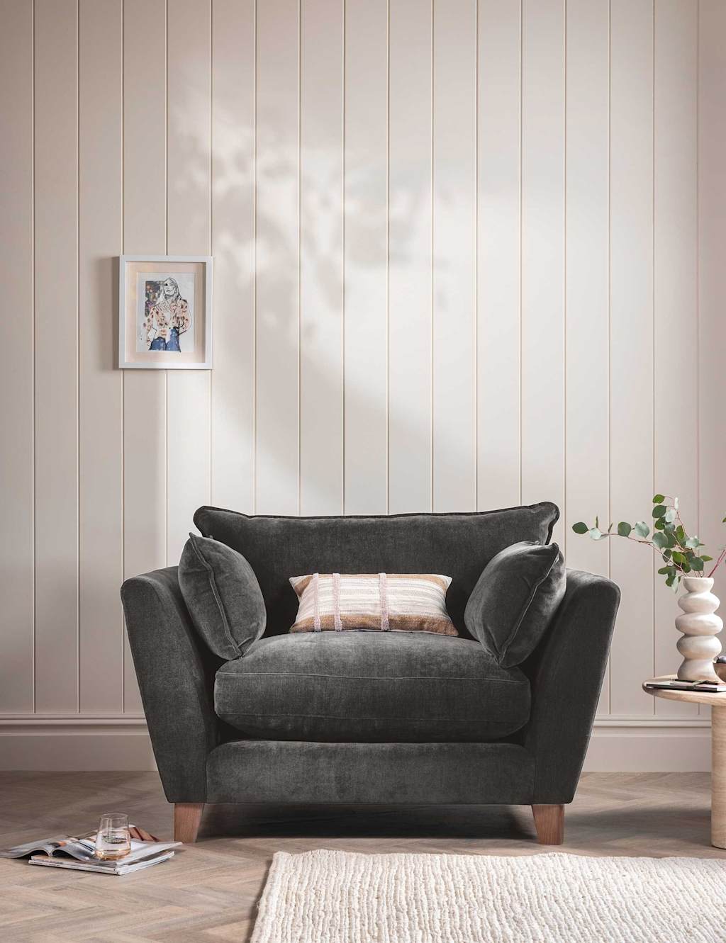Barker And Stonehouse Irving Chenille Snuggle Chair - Grey - Available at M&S