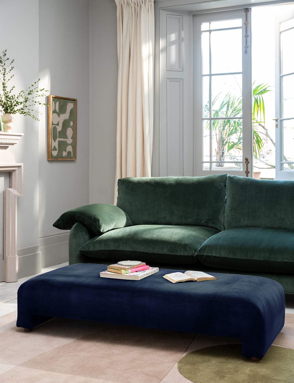 Barker And Stonehouse Orson Chenille Footstool - Navy - Available at M&S