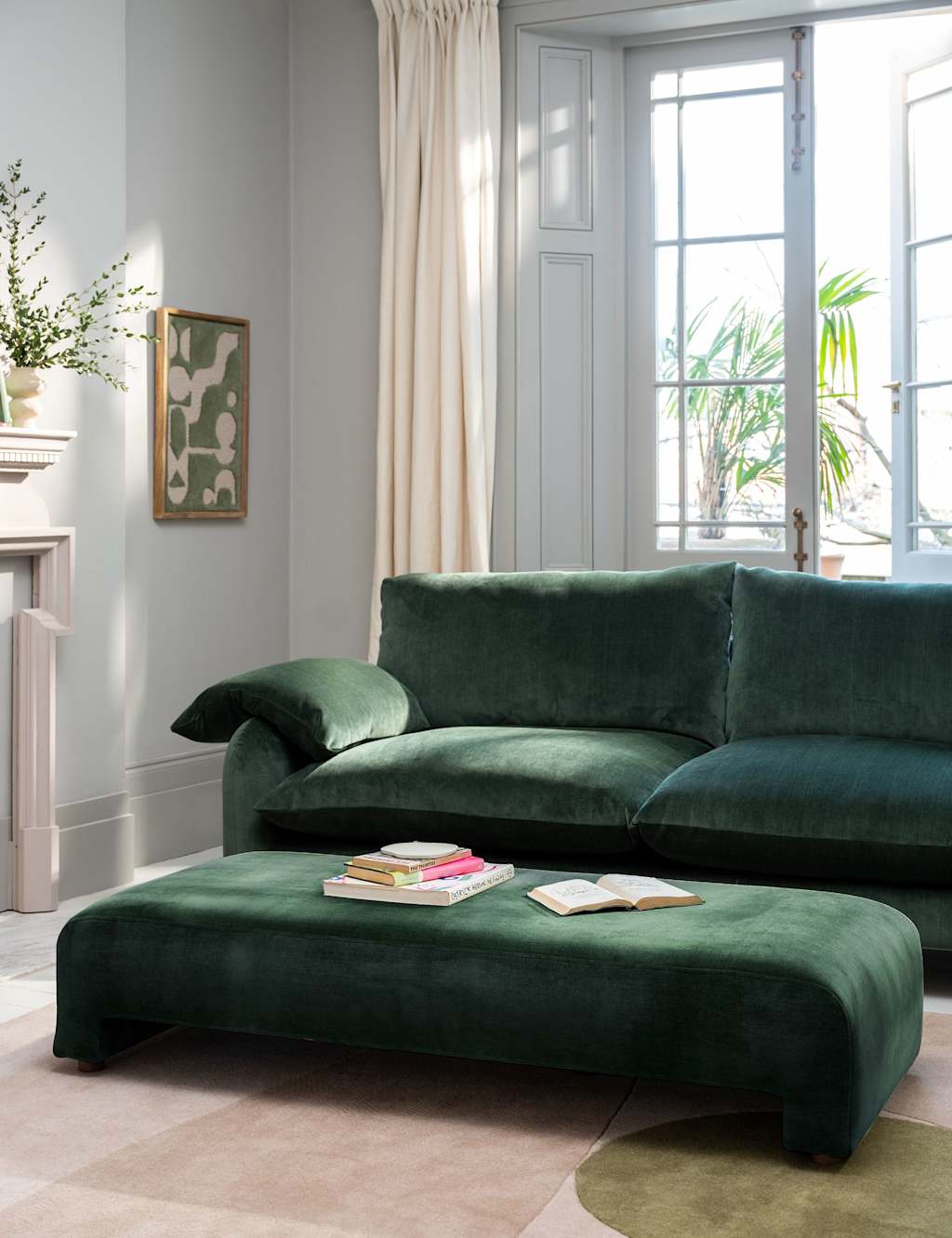 Barker And Stonehouse Orson Chenille Footstool - Dark Green - Available at M&S