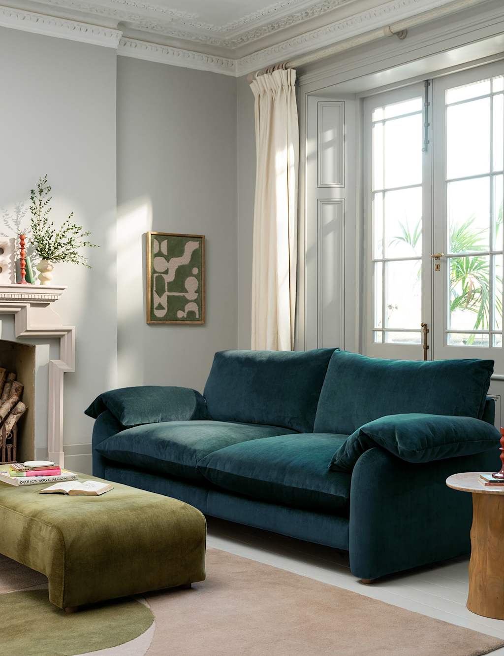 Barker And Stonehouse Orson Chenille Extra Large 3 Seater Sofa - Blue - Available at M&S