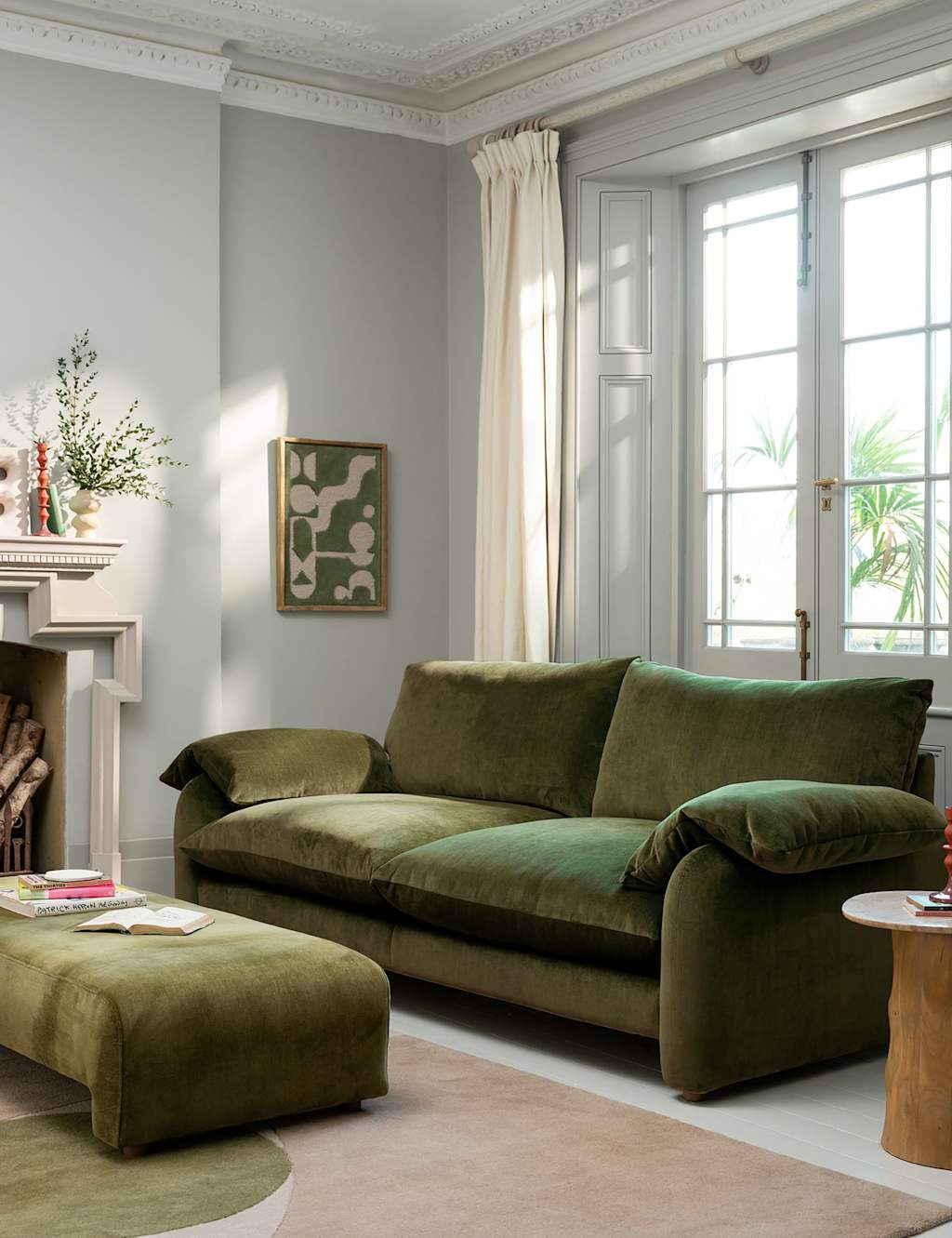 Barker And Stonehouse Orson Chenille Extra Large 3 Seater Sofa - Green - Available at M&S