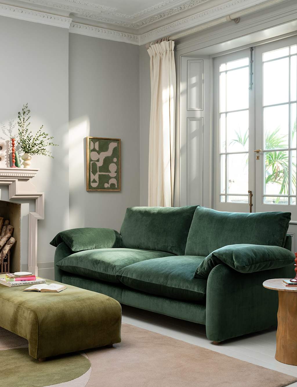 Barker And Stonehouse Orson Chenille Extra Large 3 Seater Sofa - Dark Green - Available at M&S