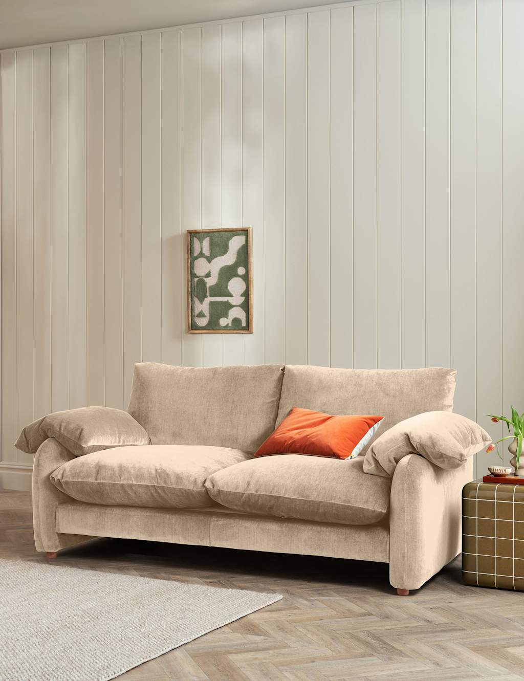 Barker And Stonehouse Orson Chenille Extra Large 3 Seater Sofa - Neutral - Available at M&S