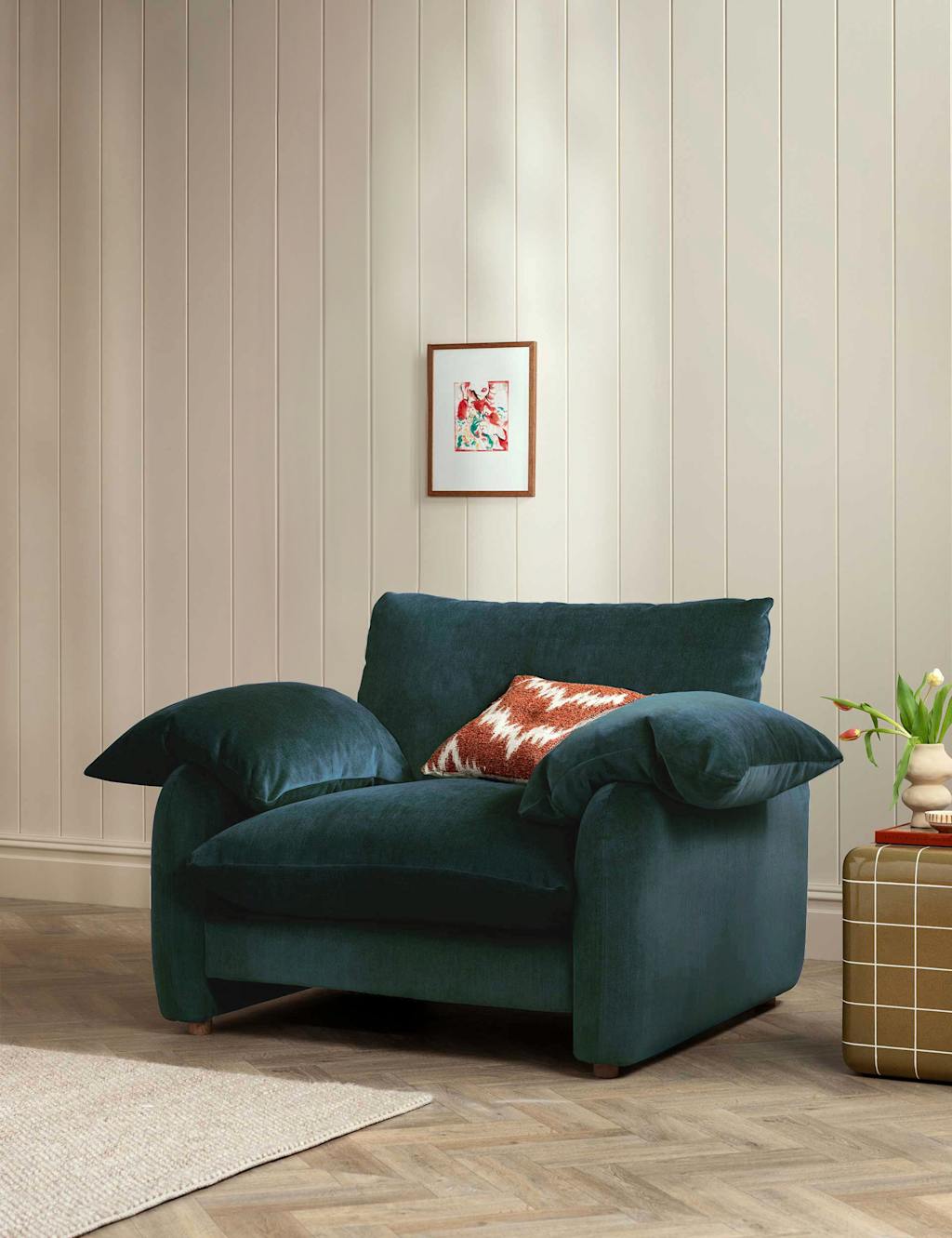 Barker And Stonehouse Orson Chenille Snuggle Chair - Blue - Available at M&S
