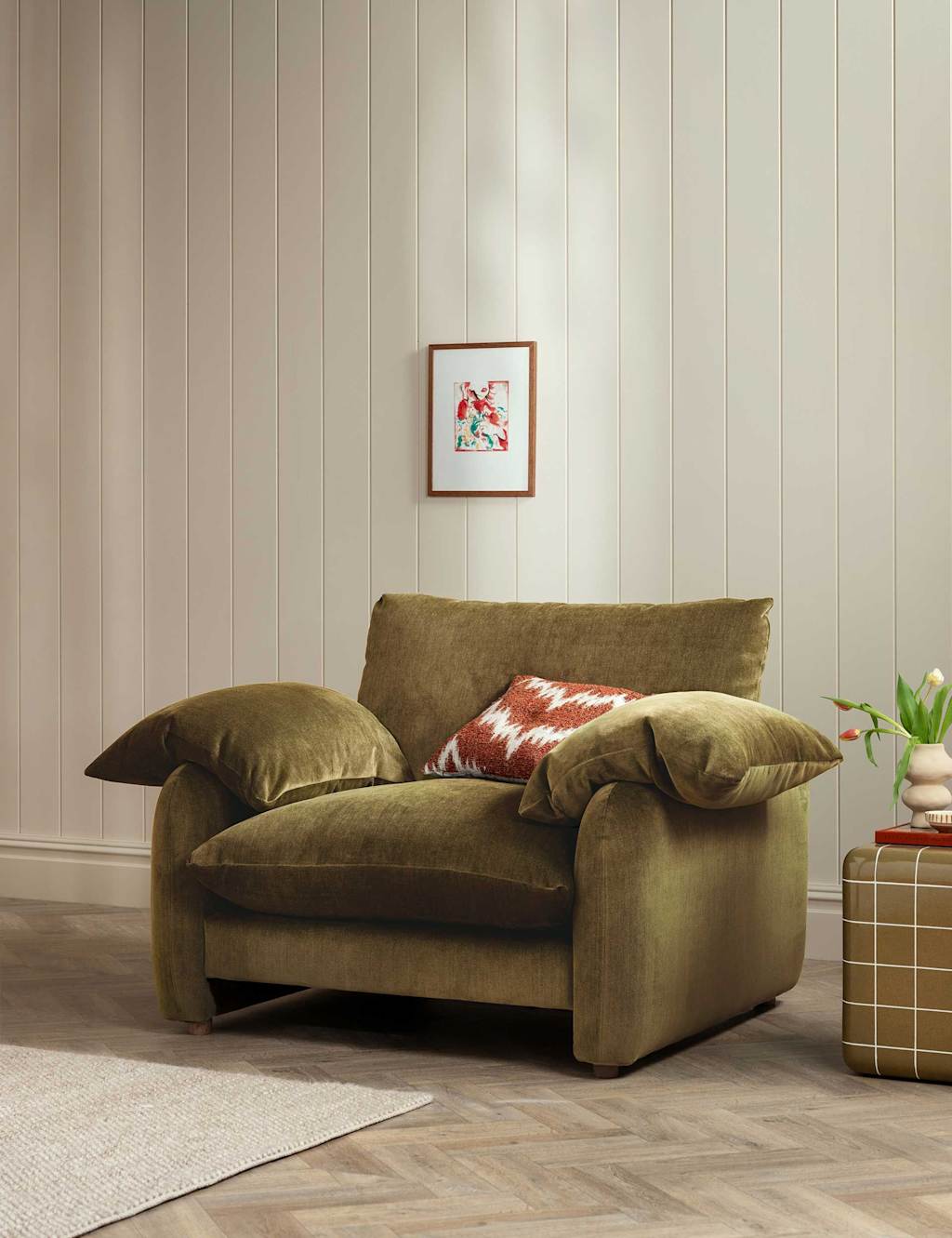 Barker And Stonehouse Orson Chenille Snuggle Chair - Green - Available at M&S