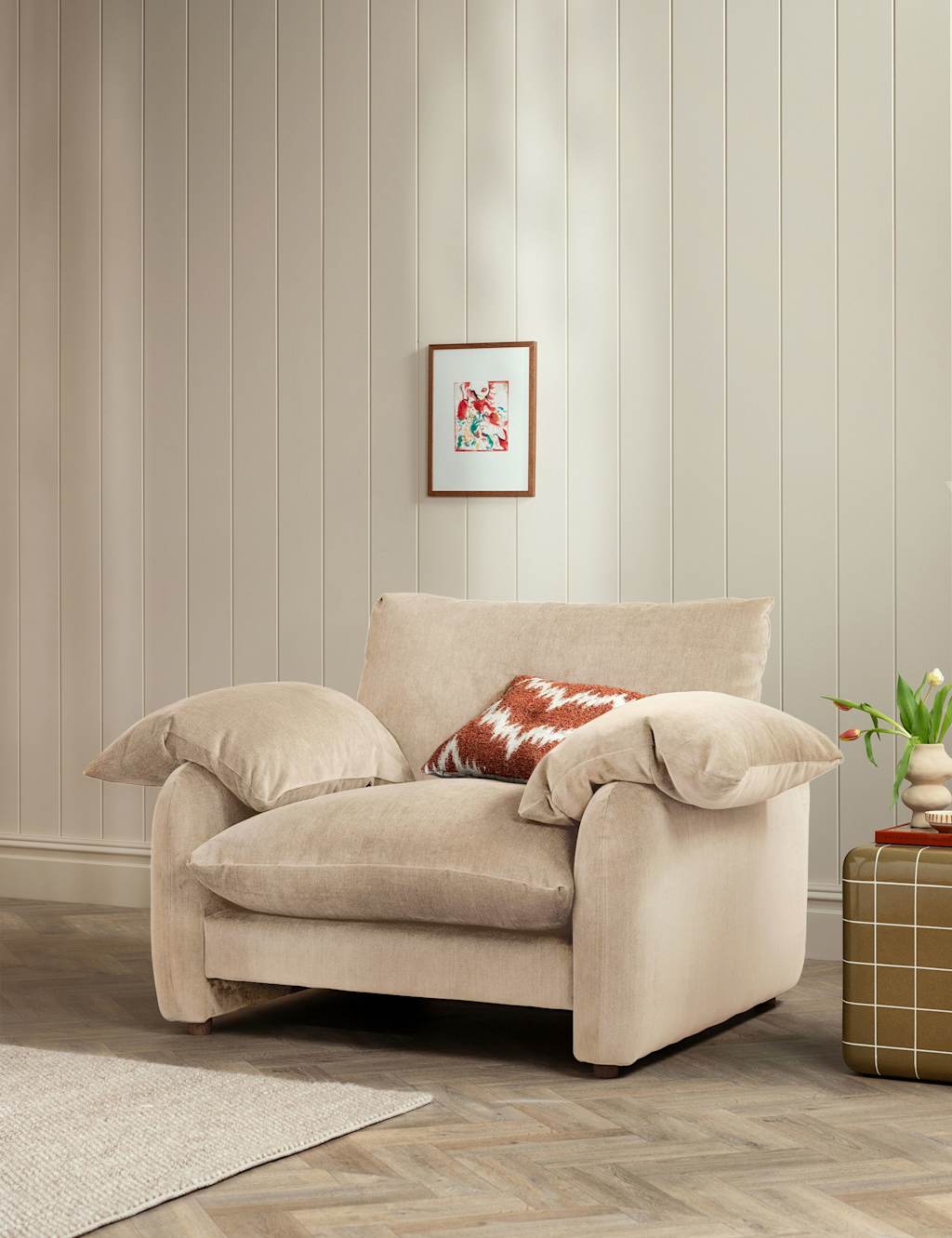 Barker And Stonehouse Orson Chenille Snuggle Chair - Neutral - Available at M&S