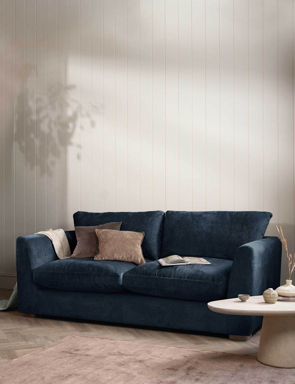 Barker And Stonehouse Palmer Textured Chenille 2 Seater Sofa - Navy - Available at M&S