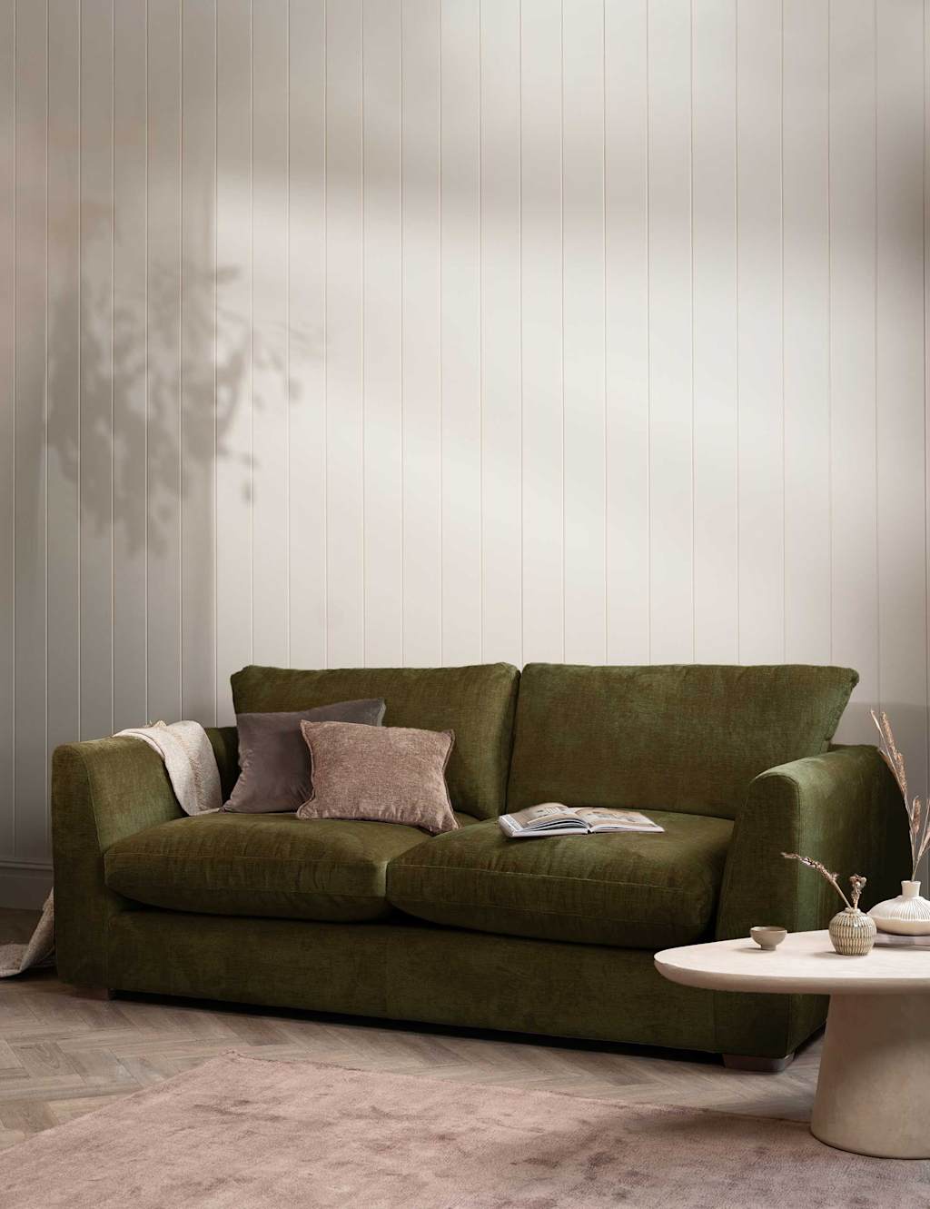 Barker And Stonehouse Palmer Textured Chenille 2 Seater Sofa - Green - Available at M&S