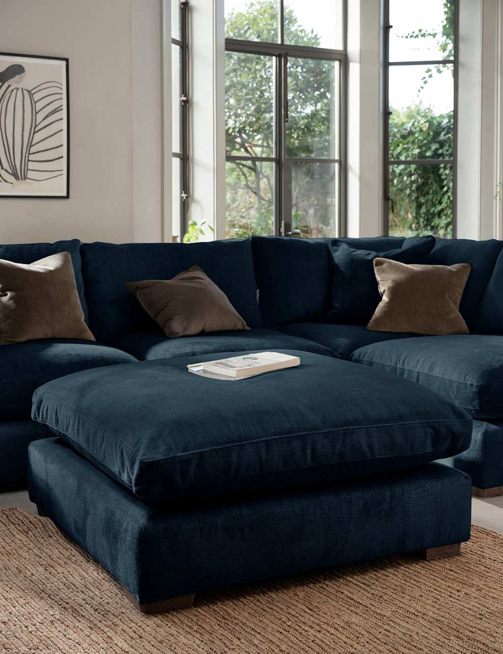 Barker And Stonehouse Palmer Textured Chenille Footstool - Navy - Available at M&S
